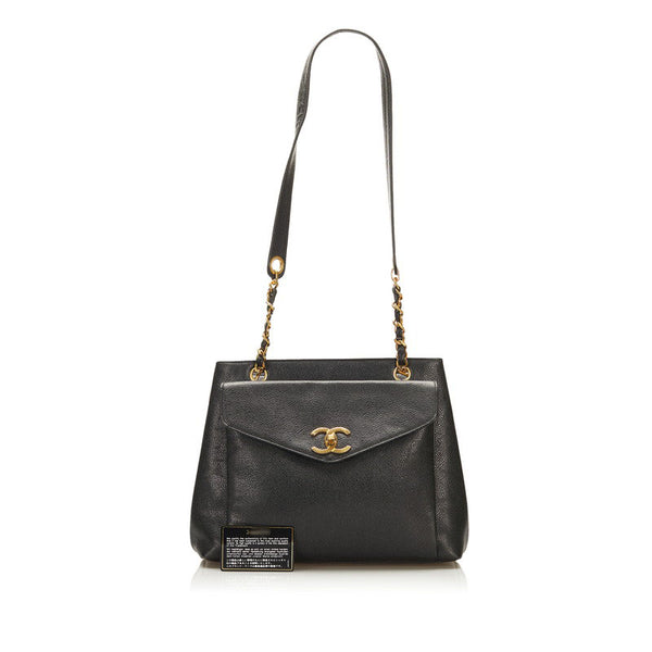 シャネル ココマーク チェーン ショルダーバッグ ブラック キャビアスキン レディース CHANEL 【中古】