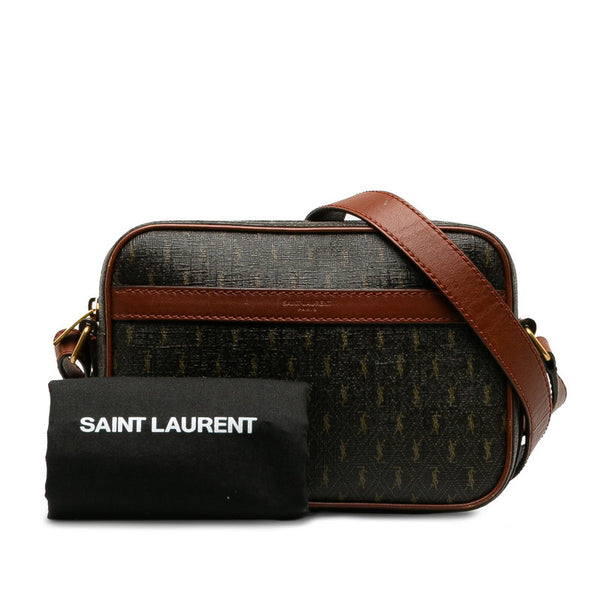 サンローラン モノグラム 斜め掛け ショルダーバッグ カメラバッグ 669957 ブラウン PVC レザー レディース SAINT LAURENT 【中古】