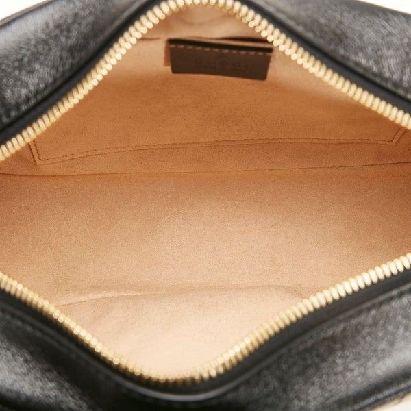 グッチ GGマーモント GGキャンバス チェーン ショルダーバッグ  447632 ベージュ ブラック キャンバス レザー レディース GUCCI 【中古】