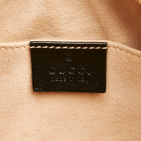 グッチ GGマーモント GGキャンバス チェーン ショルダーバッグ  447632 ベージュ ブラック キャンバス レザー レディース GUCCI 【中古】