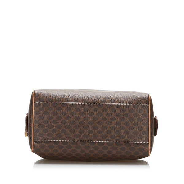 セリーヌ マカダム ミニボストン ハンドバッグ ショルダーバッグ 2WAY ブラウン PVC レザー レディース CELINE 【中古】