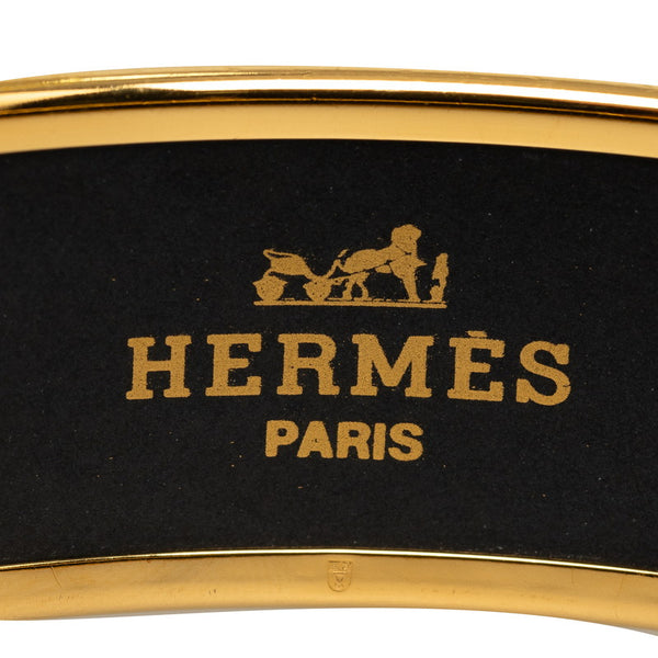 エルメス エマイユ 扇子 バングル ゴールド ブルー メッキ レディース HERMES 【中古】