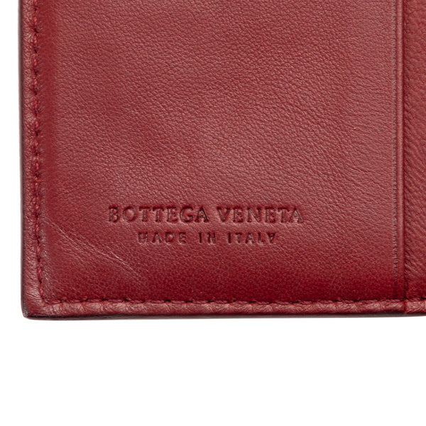 ボッテガヴェネタ イントレチャート 二つ折り財布 長財布 レッド レザー レディース BOTTEGAVENETA 【中古】