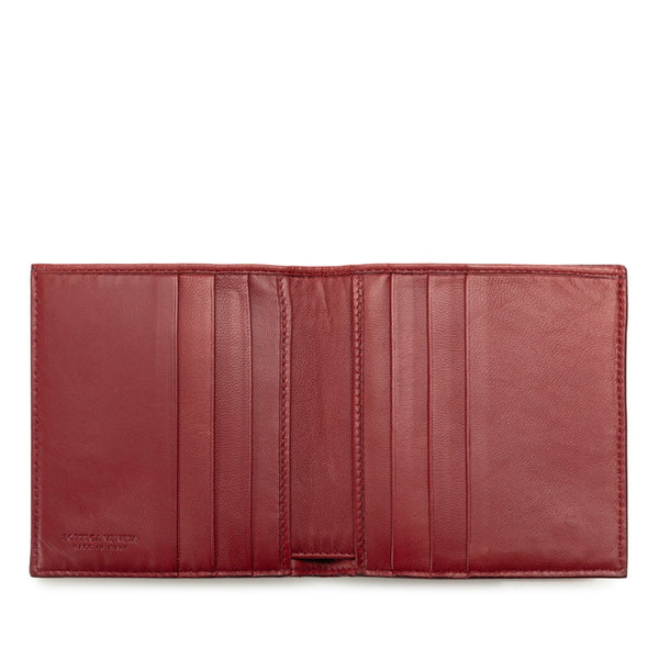 ボッテガヴェネタ イントレチャート 二つ折り財布 長財布 レッド レザー レディース BOTTEGAVENETA 【中古】