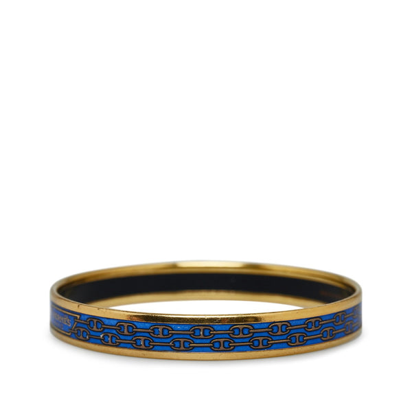 エルメス シェーヌダンクル モチーフ バングル ブルー ゴールド メッキ レディース HERMES 【中古】
