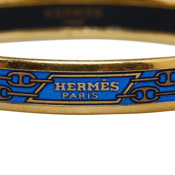 エルメス シェーヌダンクル モチーフ バングル ブルー ゴールド メッキ レディース HERMES 【中古】