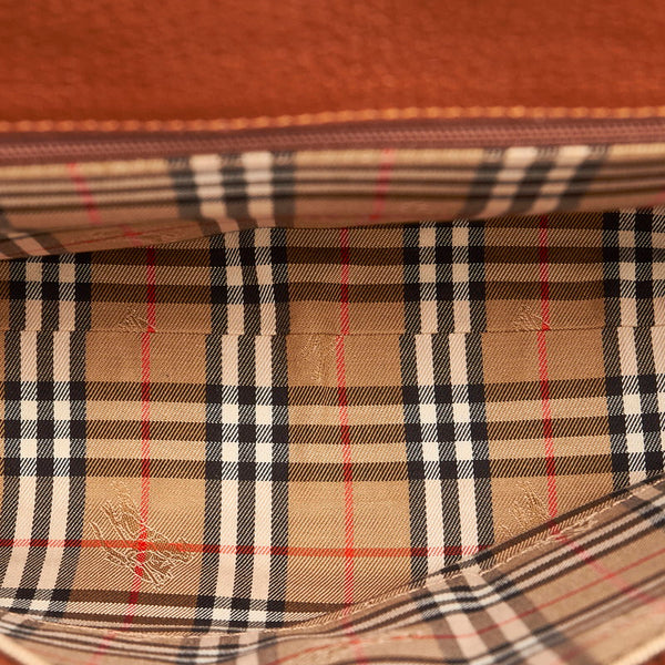 バーバリー ノバチェック シャドーホース ビジネスバッグ ショルダーバッグ 2WAY ブラウン レザー メンズ BURBERRY 【中古】