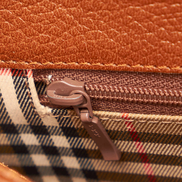 バーバリー ノバチェック シャドーホース ビジネスバッグ ショルダーバッグ 2WAY ブラウン レザー メンズ BURBERRY 【中古】