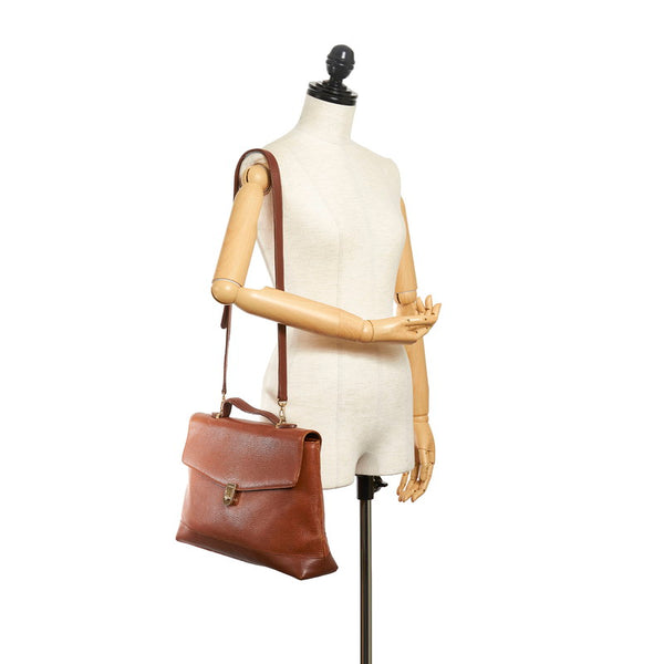 バーバリー ノバチェック シャドーホース ビジネスバッグ ショルダーバッグ 2WAY ブラウン レザー メンズ BURBERRY 【中古】