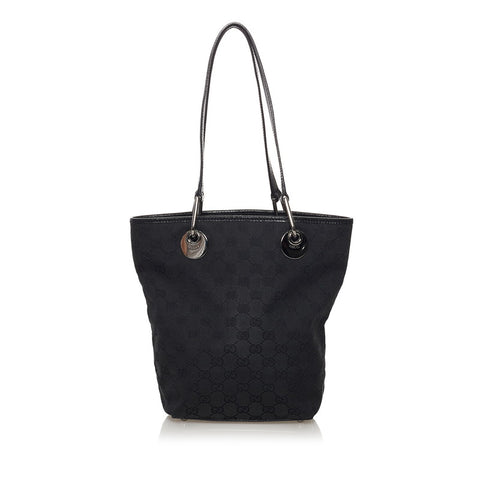 グッチ GGキャンバス トートバッグ 120840 ブラック キャンバス レザー レディース GUCCI 【中古】