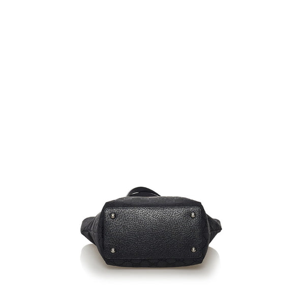 グッチ GGキャンバス トートバッグ 120840 ブラック キャンバス レザー レディース GUCCI 【中古】