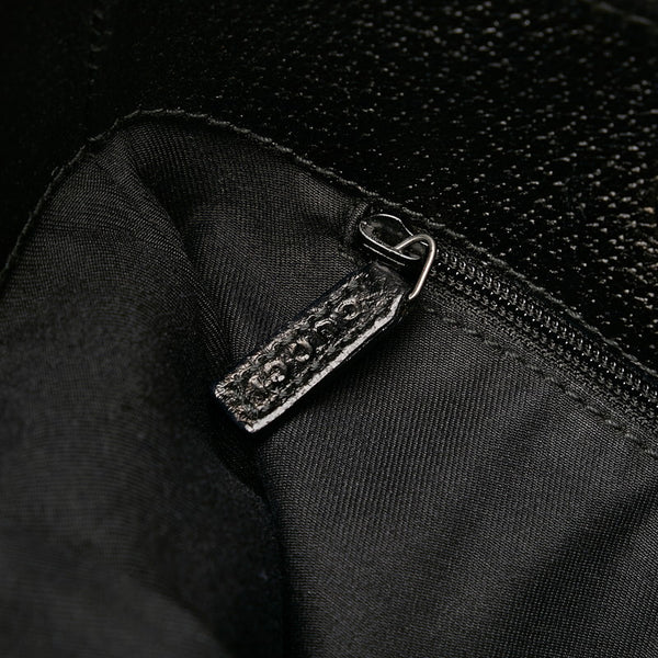 グッチ GGキャンバス トートバッグ 120840 ブラック キャンバス レザー レディース GUCCI 【中古】