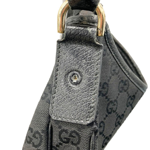 グッチ GGキャンバス アビー ハンドバッグ ショルダーバッグ 130737 ブラック キャンバス レザー レディース GUCCI 【中古】