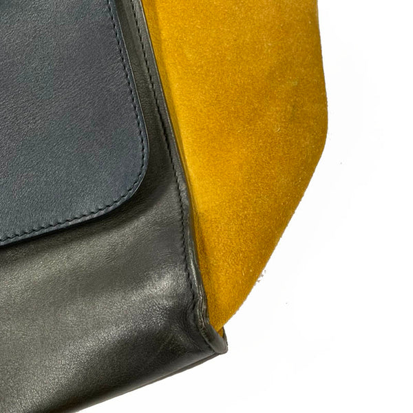 セリーヌ トラペーズ マスタード レザー スウェード ハンドバッグ ショルダーバッグ 2WAY レディース CELINE 【中古】