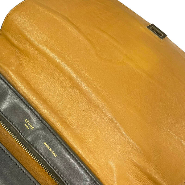 セリーヌ トラペーズ マスタード レザー スウェード ハンドバッグ ショルダーバッグ 2WAY レディース CELINE 【中古】